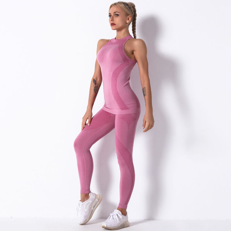 Yoga Suit Seamless Yoga Exercise Suit Exercise 2-Piece Running Gym Suit