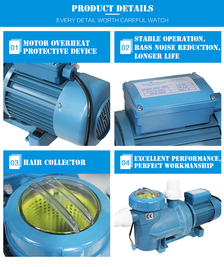 Large Flow Plastic Swimming Pool Circulation Water Pump