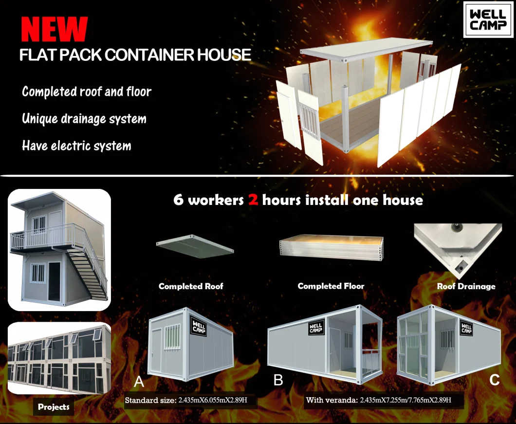 Well Camp House Flat Pack Container Homes Villa Mobile Container Office