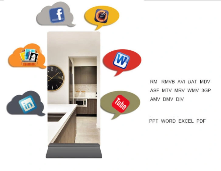 China 42" 43" Smart Magic Mirror Video Advertising LCD Display Digital Advertising Mirror for Washroom