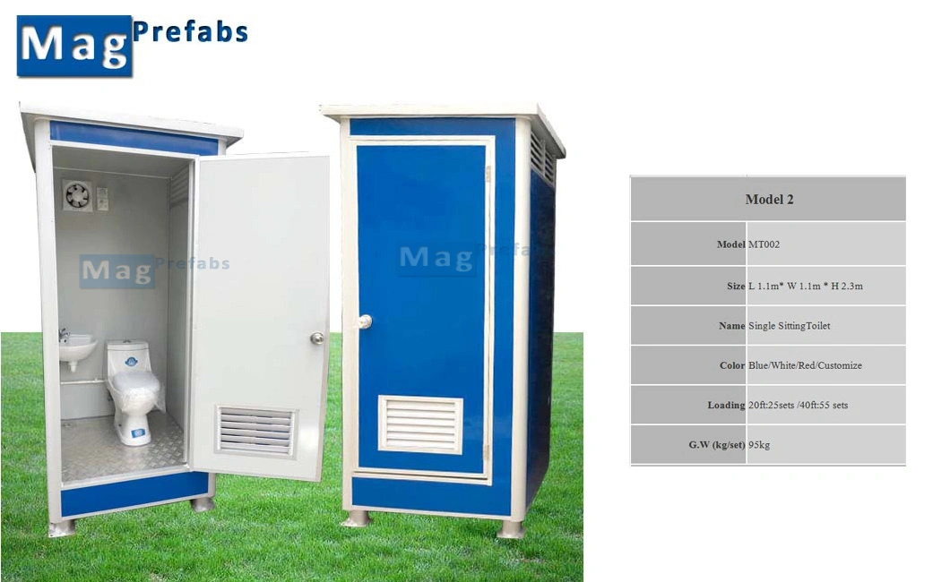 Construction Site Temporary Prefabricated Outdoor Portable Public Mobile Portable Toilet