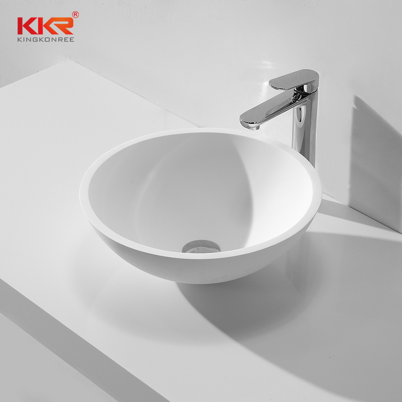 Factory Small Washroom Countertop Round Solid Surface Washing Sink