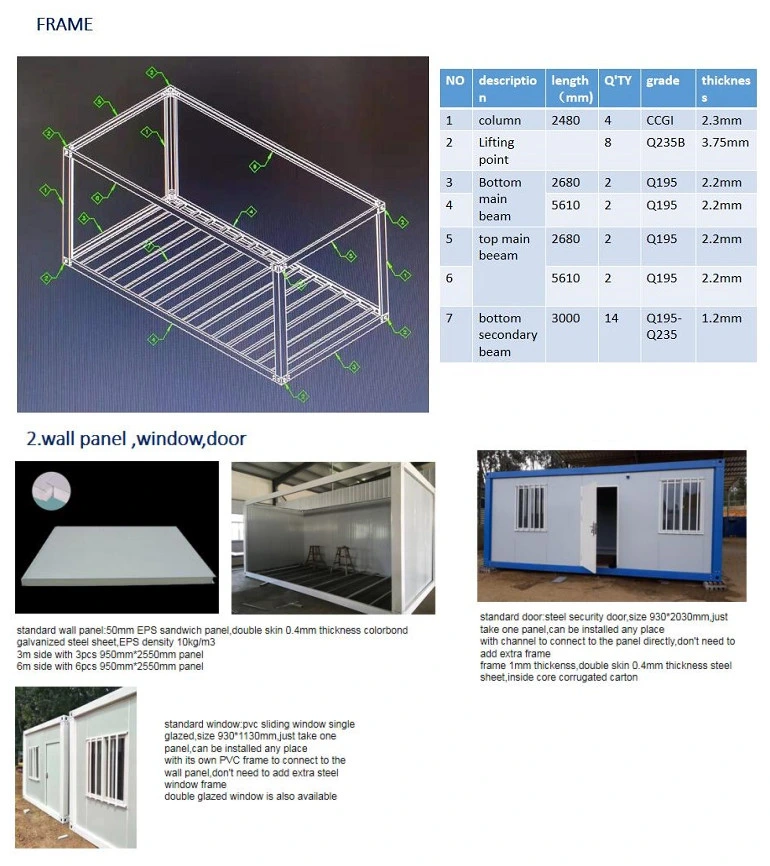 Steel Structure Movable Prefab Cabin 40 FT Container Homes House