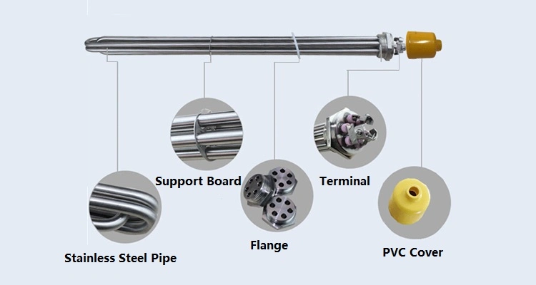 500W 120V Industrial SUS 316 Oil Immersion Flange Tubular Heater