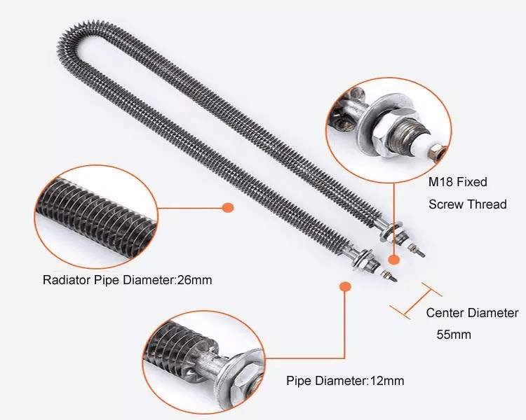 U Type Heater Industrial Electric Tubular Heaters Finned Air Heater with Cooling Fins