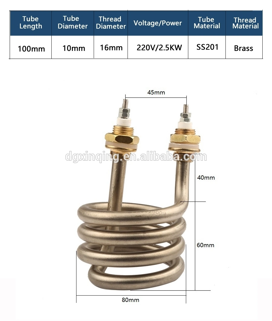 New Electric Heating Element for Distilled Mechanical, Immersion Water Tubular Heater Element, Spiral Stainless Heater Tube