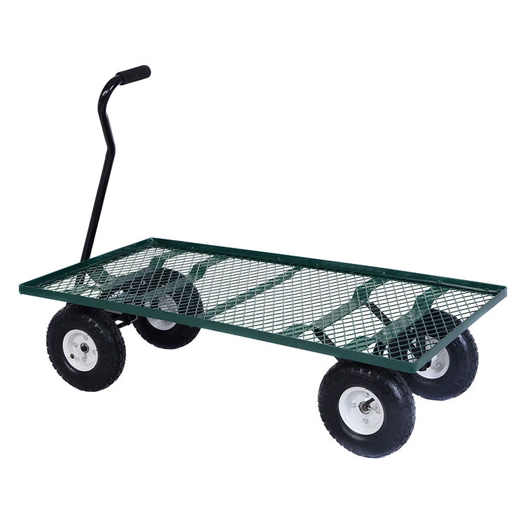 Wholesale Steel Garden Mesh Tool Cart Utility Leaf and Lawn Wagon Trolly Cart