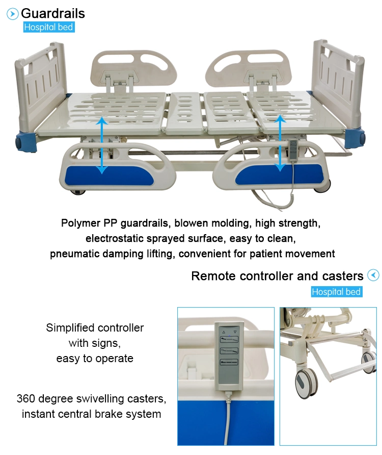 ICU Ward Room Patient 3 Function Remote Control Electric Hospital Electronic Medical Bed