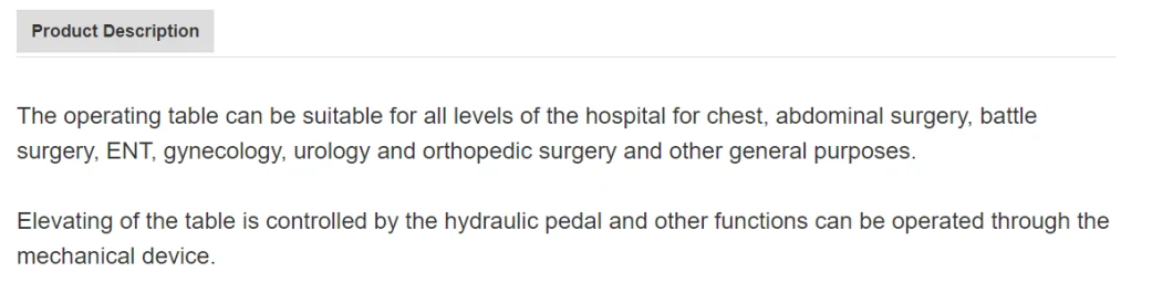 CE ISO Approved Hospital Electric Hydraulic Surgical Operation Room Operating Table Manual Operating Bed Cheap Price