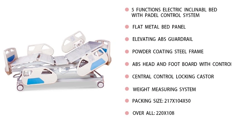 Hot-Selling Best Price ICU Ward Room 5 Function Electric Hospital Bed Medical Nursing Bed