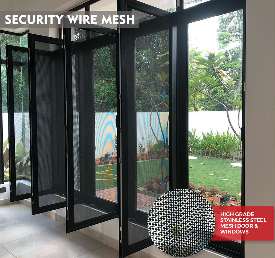 Environmentally Friendly AISI 304 316 Black Epoxy Coated Security Door Mesh