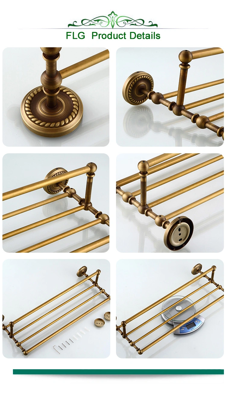 Flg Antique Brass Bathroom Bath Towel Rack Bathroom Set