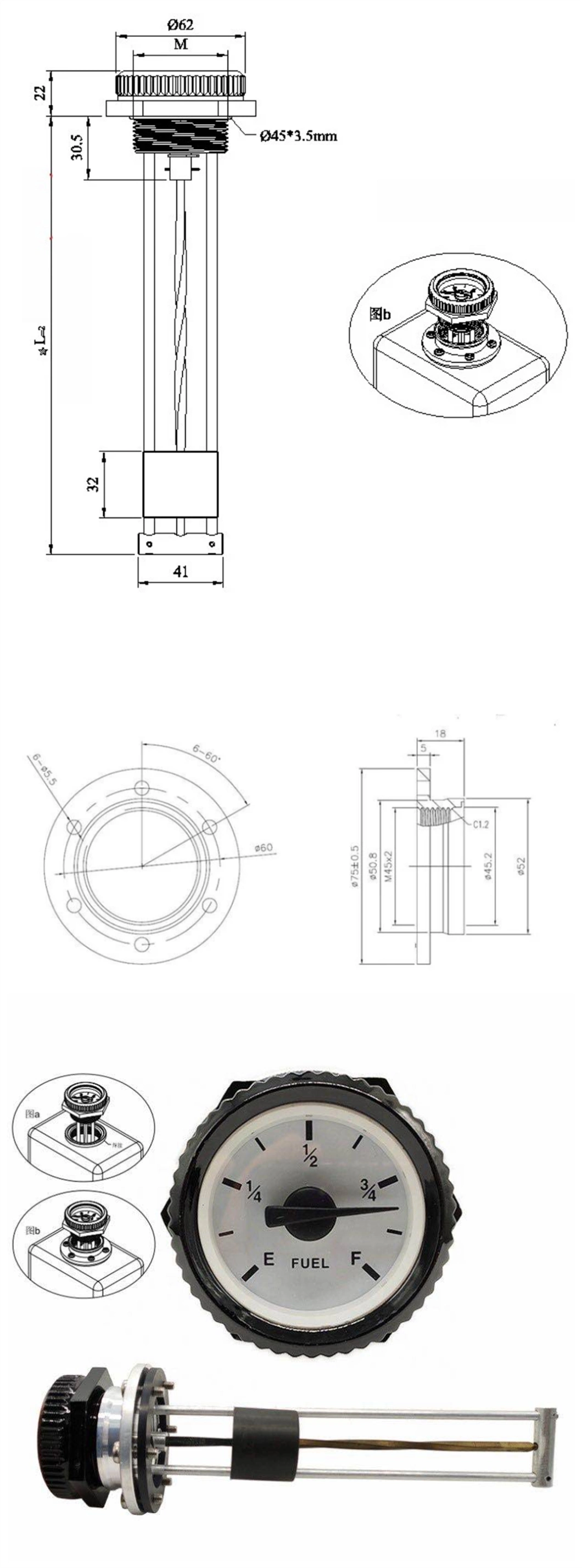 Best Quality Stainless Fuel Oil Tank Level Generator Power Electric Monitoring Gauge Meter Regulator Universal