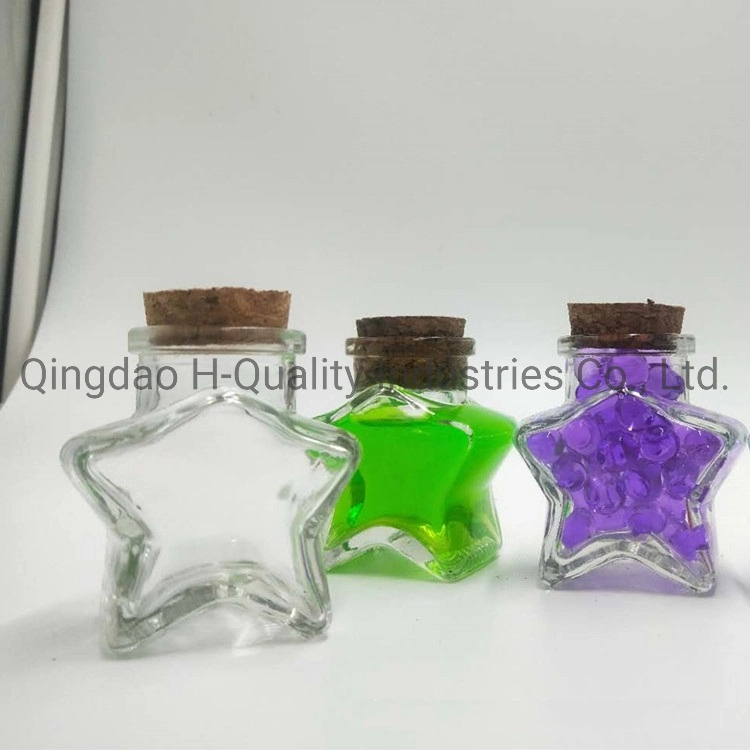 Star Shape Glass Bottle Pudding Bottle Round Shape Glass Jar Empty Star Shape Gift Glass Bottle