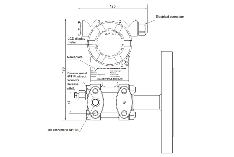 3051 Corrosion Resistant Flange Hydrostatic Pressure Level Transducer/Transmitter