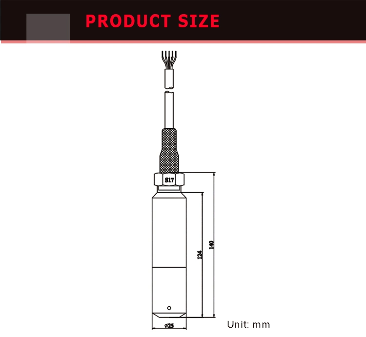 Titanium Housing RS485 Output Water Level Probe Water Level Sensor