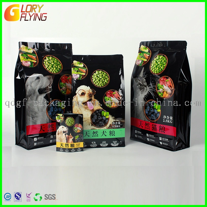Pet Food Bag with Flat-Bottom and Slider Zipper for Food Packaging