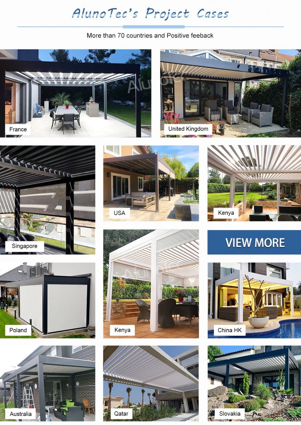 Wall Mounted Aluminium Pergola Cover
