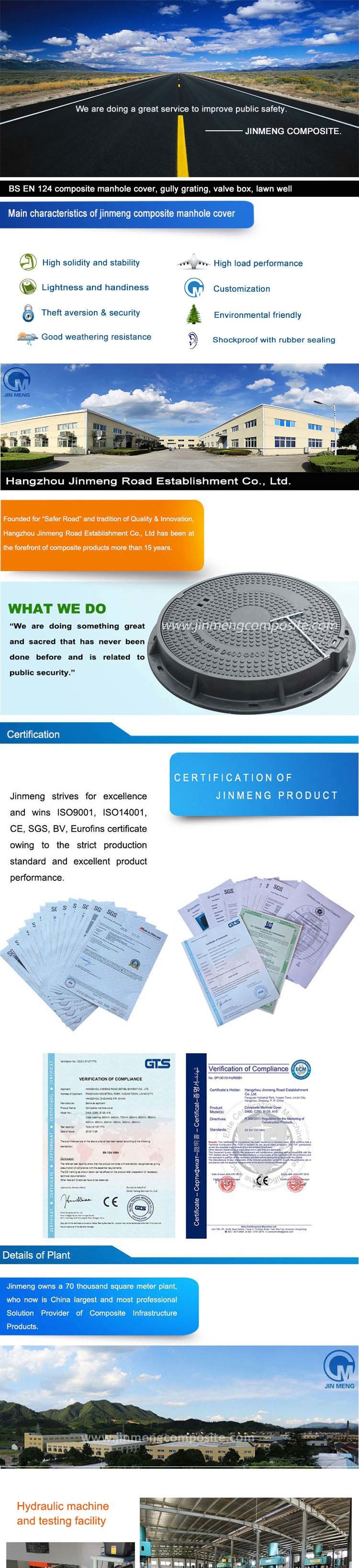 High Load Recessed Manhole Cover / Anti-Corrosion Composite Manhole Cover/ Composite SMC Material