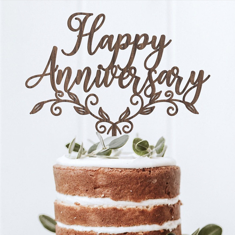Sweet Acrylic Cupcake Topper Gold Cake Topper Wedding Party Decoration Happy Anniversary Cake Topper