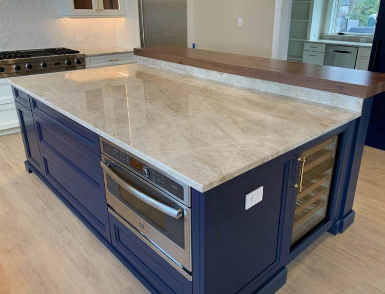Kitchen Countertop Hotel Project Luxury Decor Natural Stone Quartz Stone Slabs Brazil Taj Mahal Quartzite Slabs