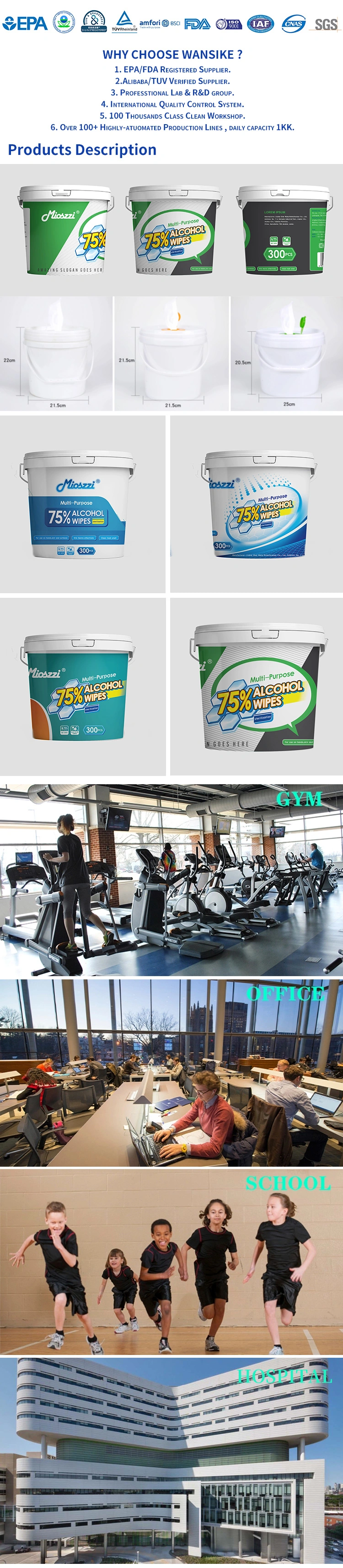 OEM Cotton Non-Woven Fabric Sterilize Portable Hands Cleaning Wipes Alcohol Disinfectant Wet Wipes