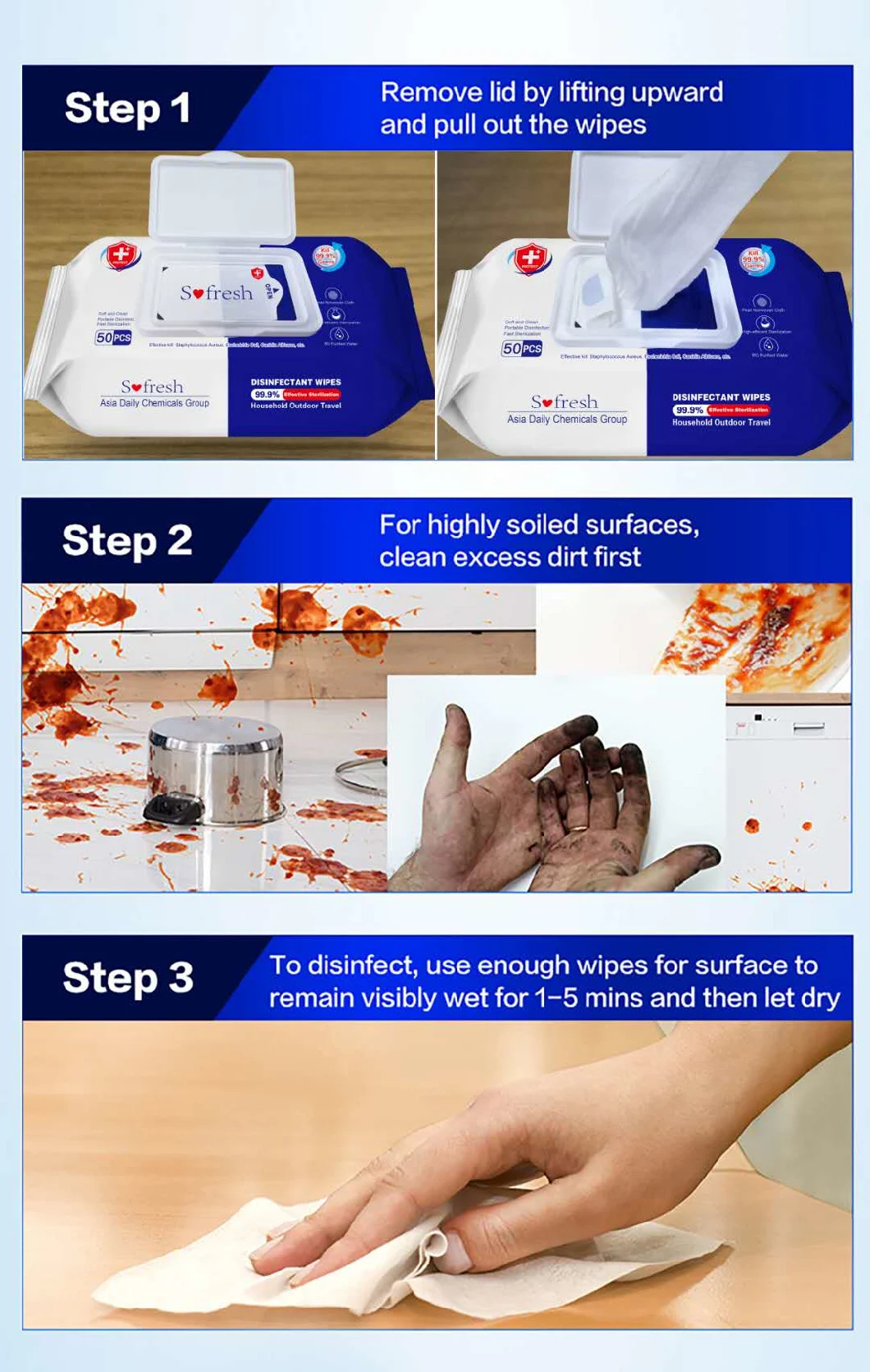 Disinfecting Wet Wipes/Tough Cleaning in a Thick Wet Wipes/Kills Cold & Flu Viruses75% Alcohol Wipes