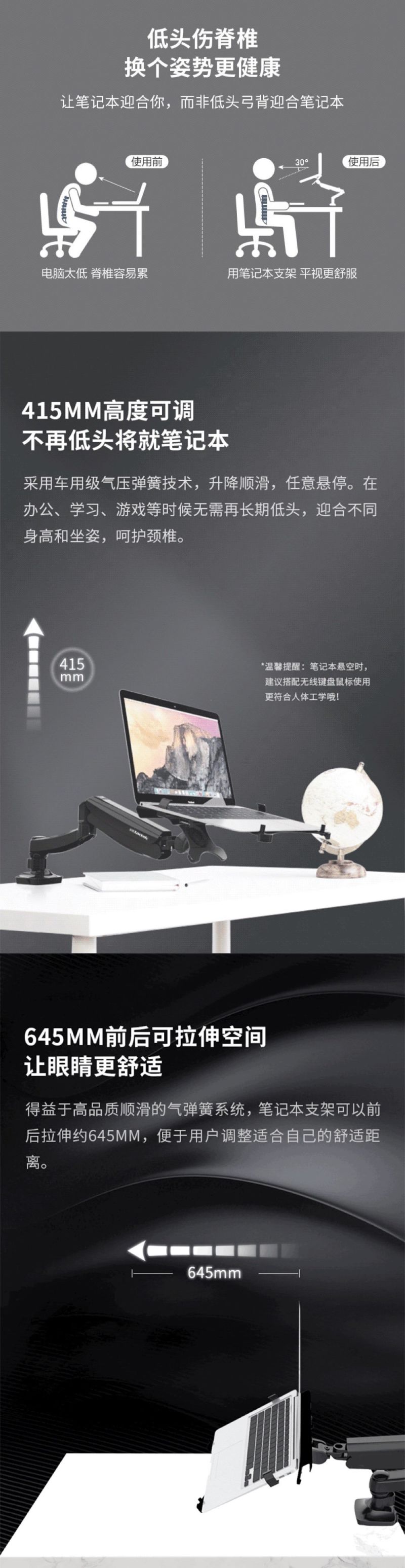 Monitor Desk Mount Stand Monitor Arm with Adjustable Gas Spring Computer Monitor Stand