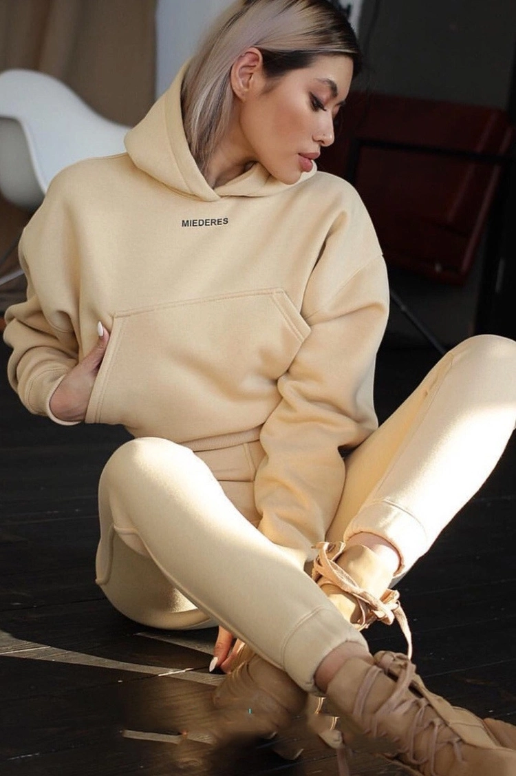 Winter Fashion Clothing Wholesale New Style Women Casual Solid Set Womens Two Piece Set Hoodie