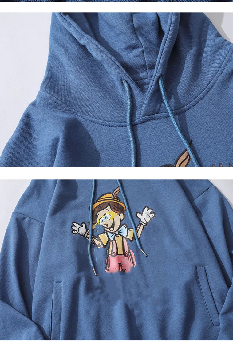 Hot Sale Wholesale Fashion French Terry Cartoon Print Casual Hoody Sport Men's Hoodie