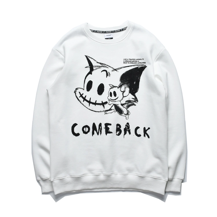 Online Hot Sale Custom Oversize Men Casual Custom Cartoon Logo Hoodie Streetwear Round Neck Sweatshirt