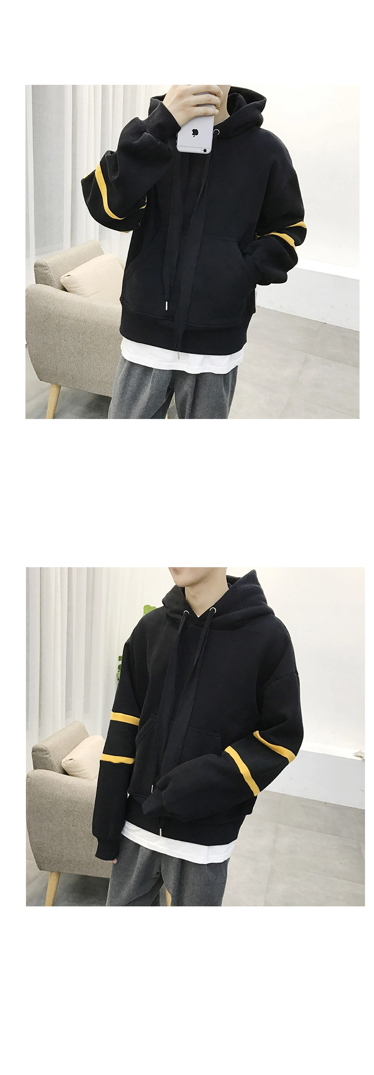 Wholesale Mens Plain Custom Printing Fitted Cotton Pullover Hoodies Sweatshirts