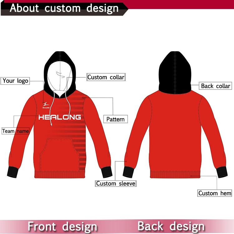 Healong Sportswear High Quality Teamwear of Sublimation Hoody for Man