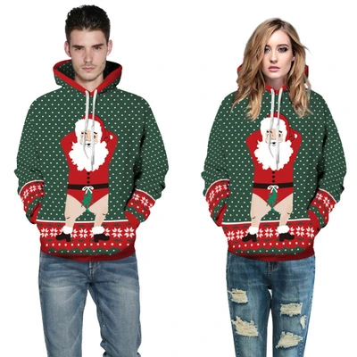 Couple Christmas 3D Print Loose Casual Pullover Hoodie