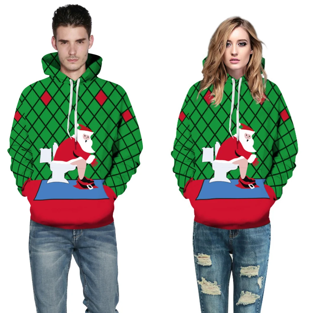 Couple Christmas 3D Print Loose Casual Pullover Hoodie