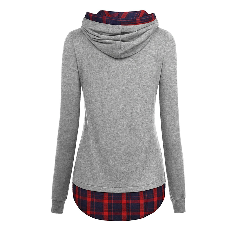 Women Oversized Sweatshirts Cowl Neck Pullover Fall Plaid Long Sleeve Hoodie