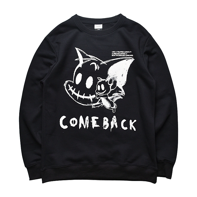 Online Hot Sale Custom Oversize Men Casual Custom Cartoon Logo Hoodie Streetwear Round Neck Sweatshirt