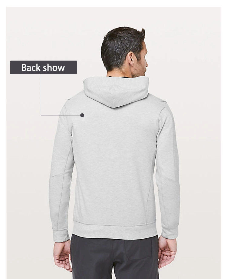 Cotton Gray White Zip Pocket Mens Sports Hoodie Custom