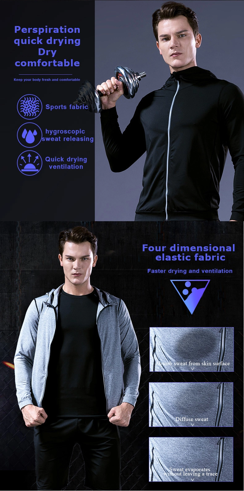 Loose Slim Fit Heavy Weight Custom Zip up Men Sports Hoodie Fitness Gym Wear Men