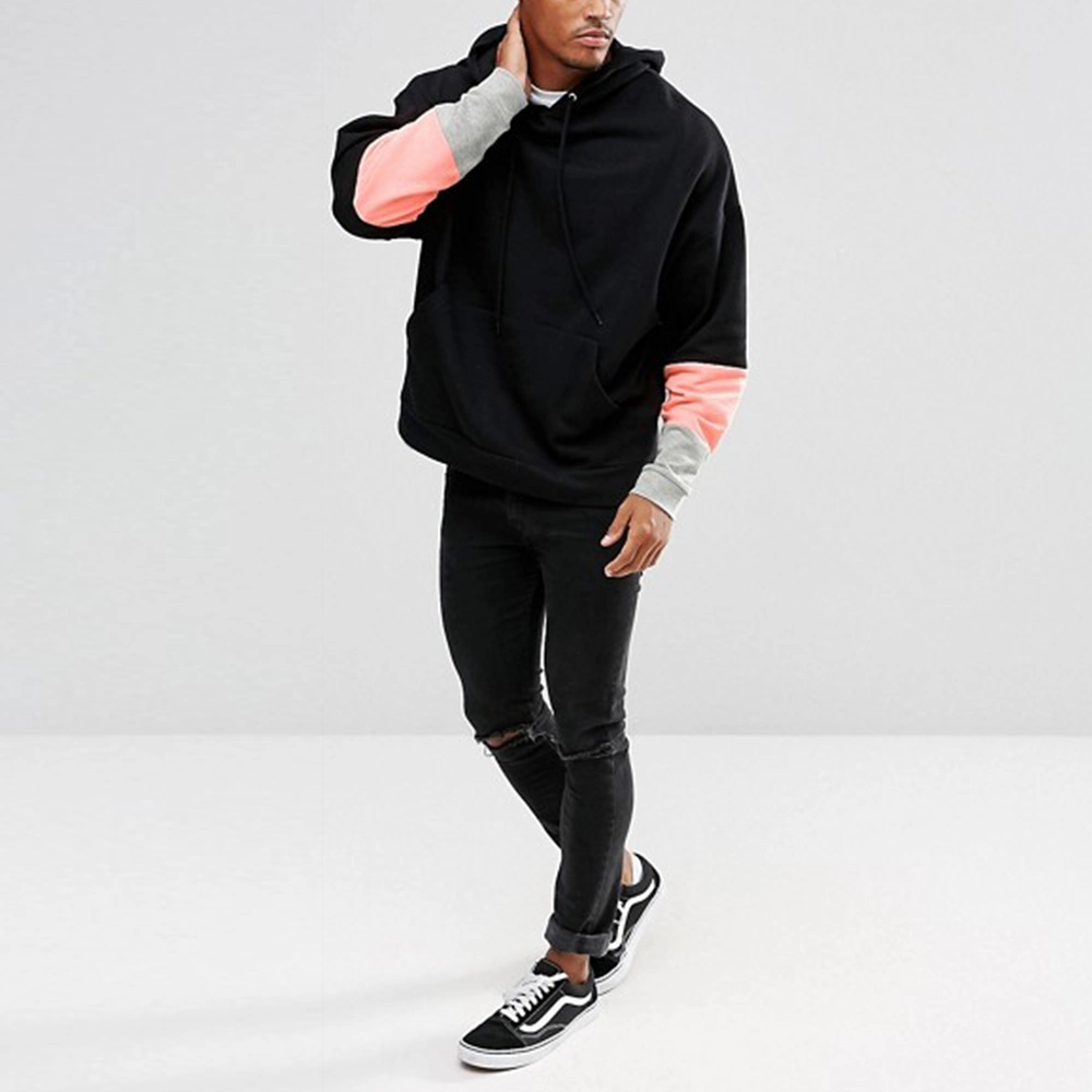 Drop Contrast Sleeves Men Oversized Hoodie