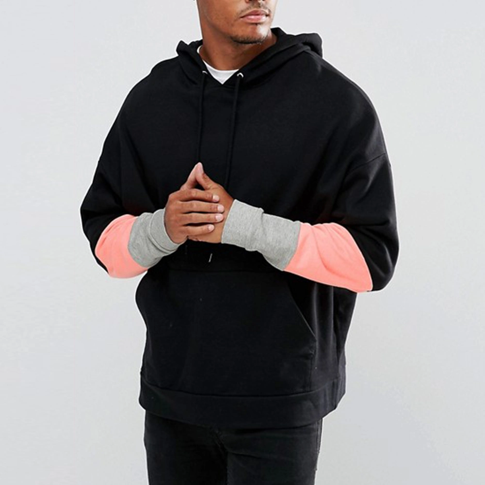 Drop Contrast Sleeves Men Oversized Hoodie