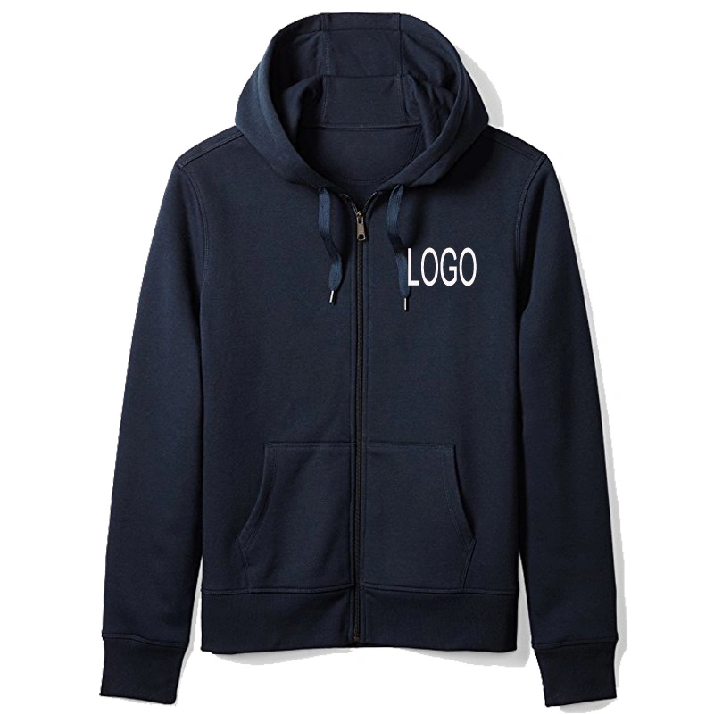 Customize Mens Hoodies Bulk Printing Cotton Fleece Men Zipper Black Hoodies with Your Logo