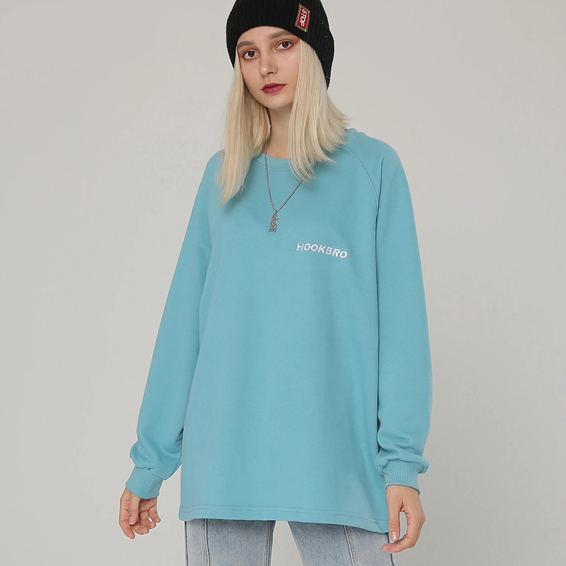 Women′ S French Terry Leisure Hoody Cropped Top Hoodie Round Neck Sweatshirt Hoodie