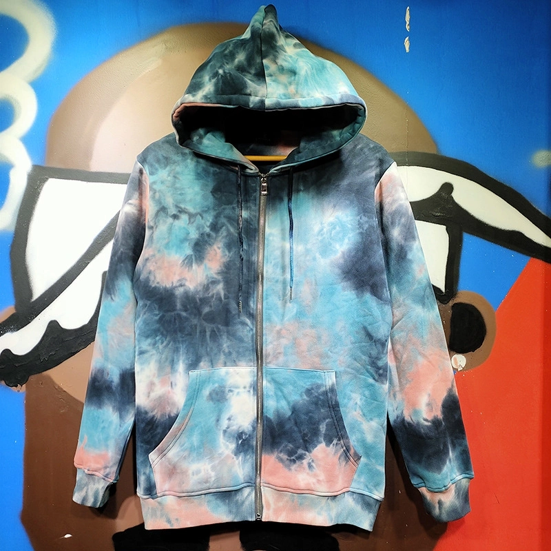 Tye Dye Hoodie Custom Logo Printing Fashion Designed Zip up Tie Dye Hoodie