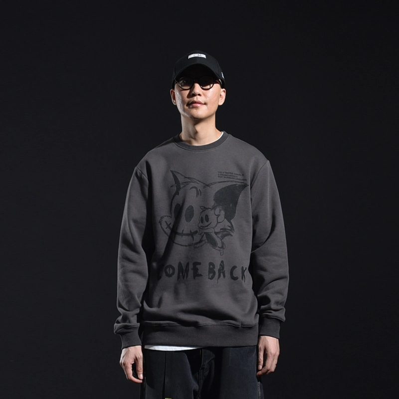 Online Hot Sale Custom Oversize Men Casual Custom Cartoon Logo Hoodie Streetwear Round Neck Sweatshirt