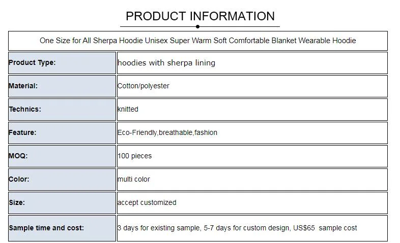 One Size for All Sherpa Hoodie Unisex Super Warm Soft Comfortable Blanket Wearable Hoodie