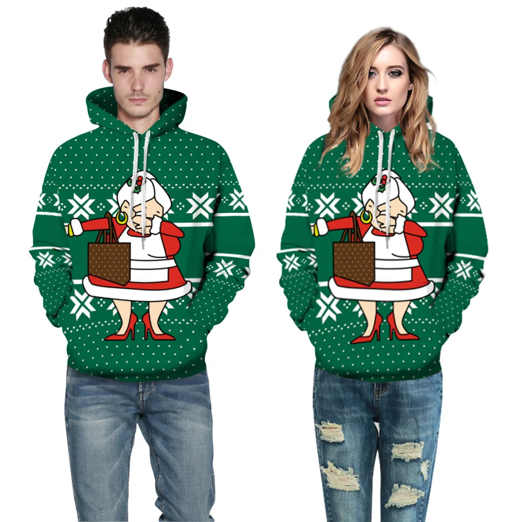 Couple Christmas 3D Print Loose Casual Pullover Hoodie