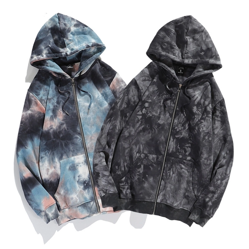 Tye Dye Hoodie Custom Logo Printing Fashion Designed Zip up Tie Dye Hoodie