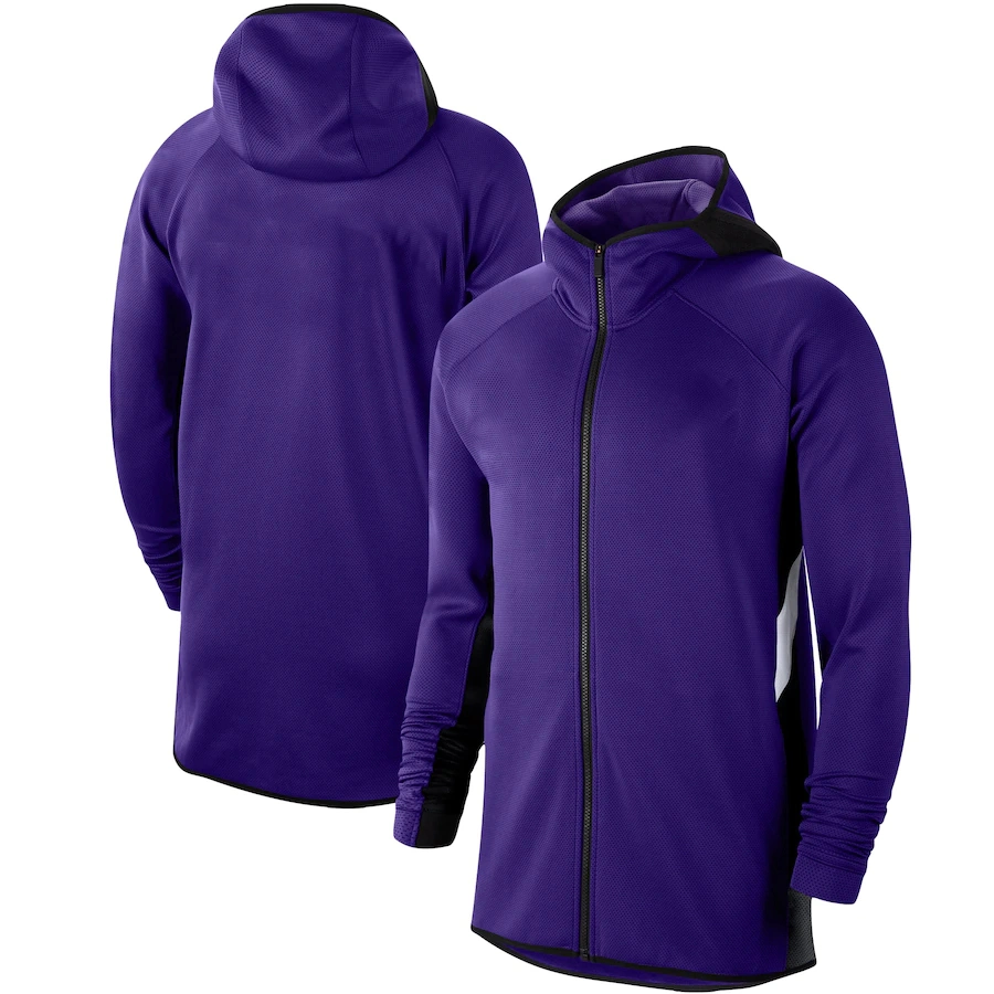 Mens Mesh Purple Authentic Showtime Therma Flex Performance Full Zip Team Sports Hoodie