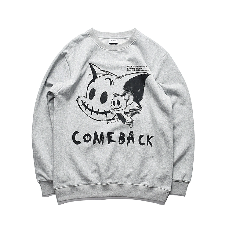 Online Hot Sale Custom Oversize Men Casual Custom Cartoon Logo Hoodie Streetwear Round Neck Sweatshirt